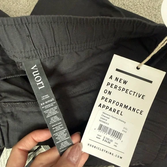 SOLD NWT Vuori Ripstop Wide Leg Pants in Charcoal sz XXS - Picture 4 of 5